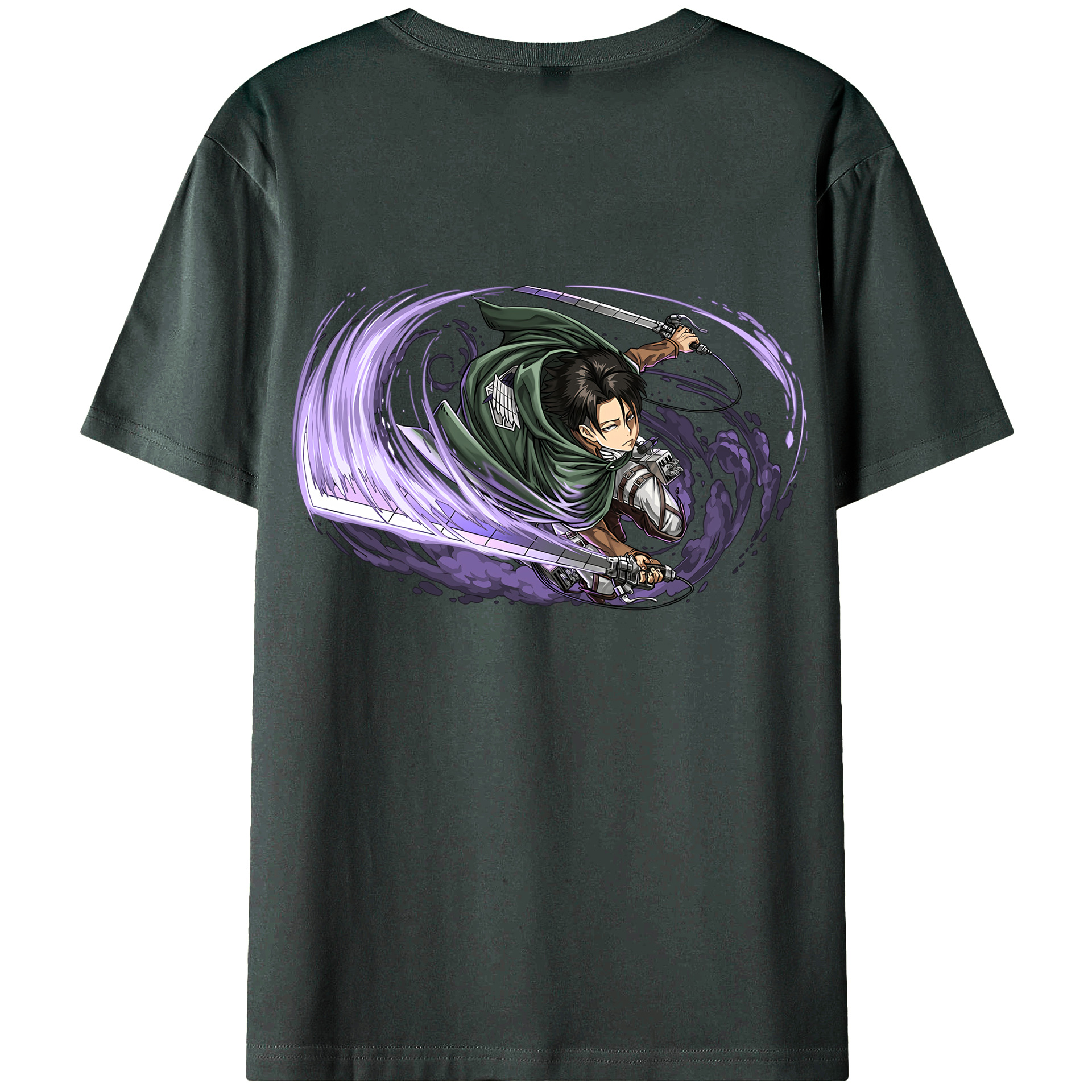 （画像用） 進撃の巨人 リヴァイ·アッカーマン Attack on Titan Levi Ackerman 綿100％ メンズ半袖Tシャツ（バックプリント） 通気性
